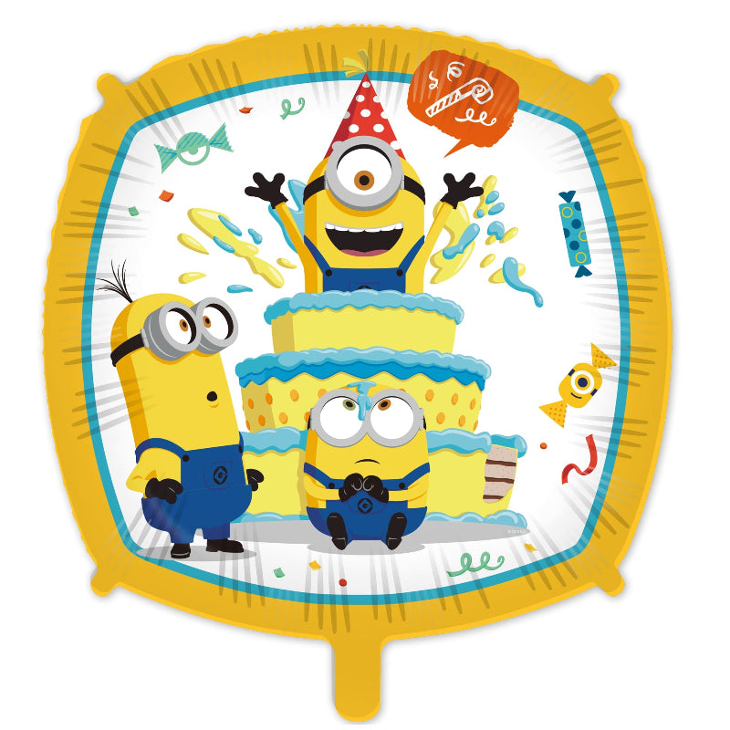 Firkantet Minions folieballon, 45 cm.