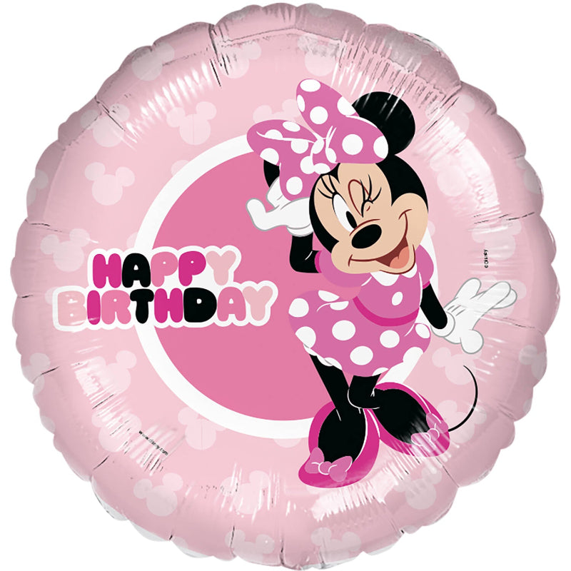Minnie Mouse "Happy birthday" folieballon, 45 cm.