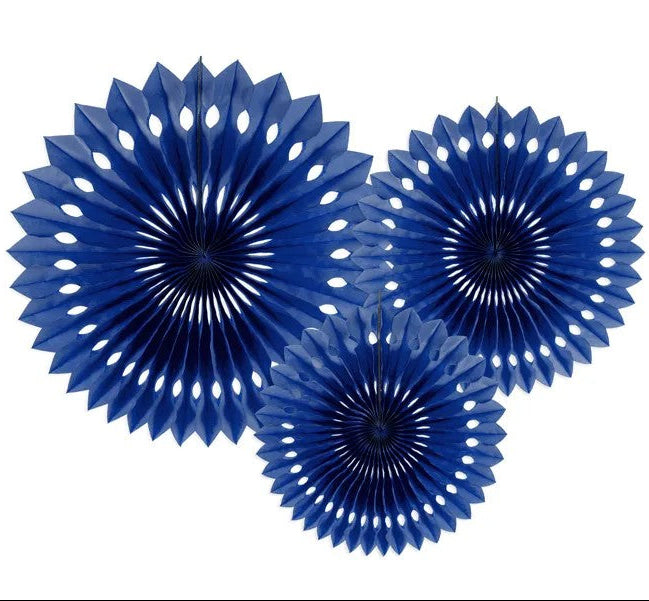 Navy blå rosetter, 3 stk.