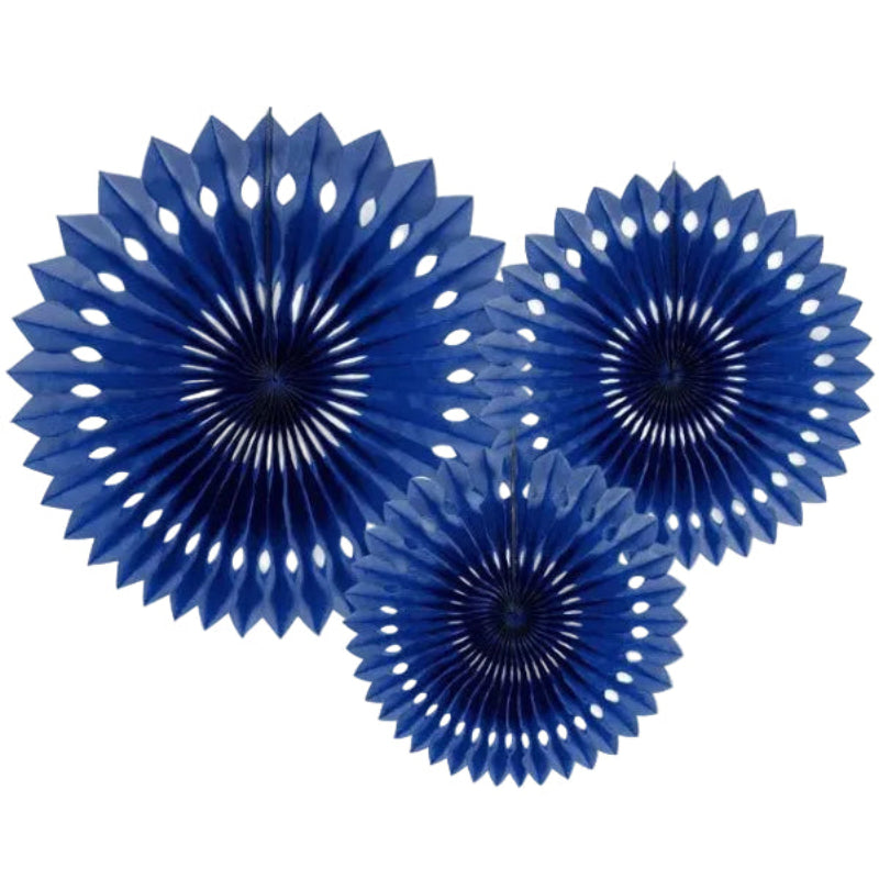 Navy blå rosetter, 3 stk.