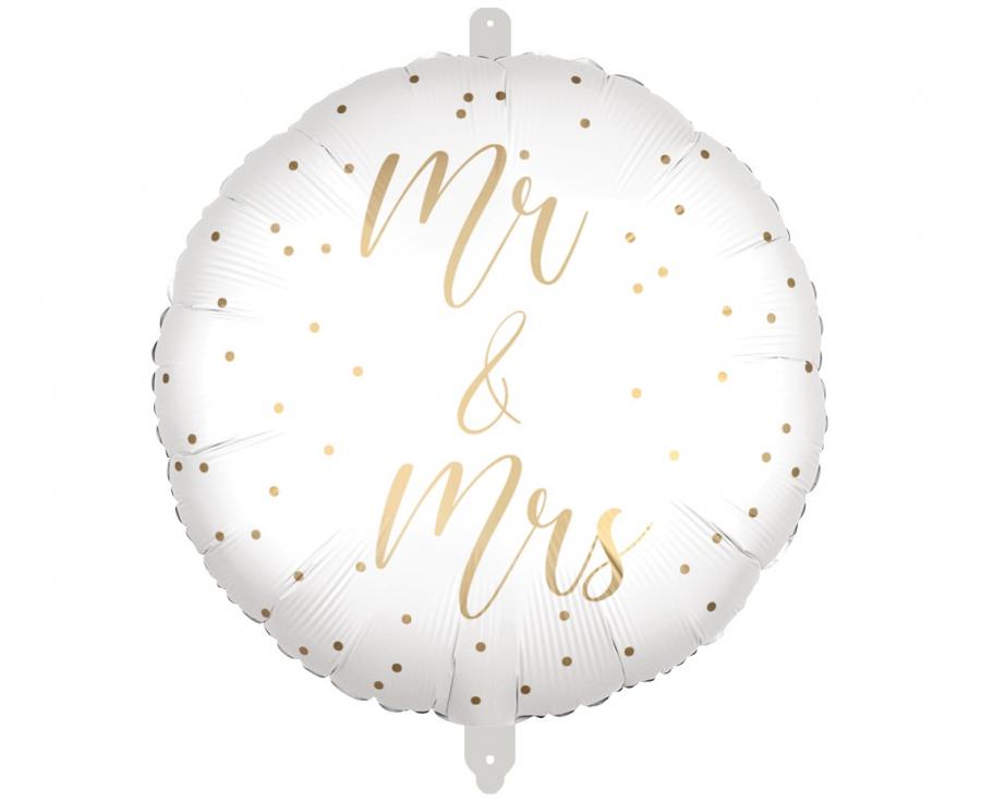 Hvid "Mr & Mrs" folieballon, 18"