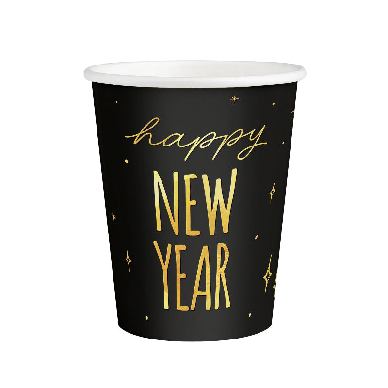 Sorte "happy new year" papkopper, 6 stk.