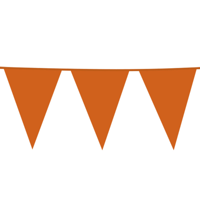 Stor orange plast vimpel - 30x45 cm, 10 m.