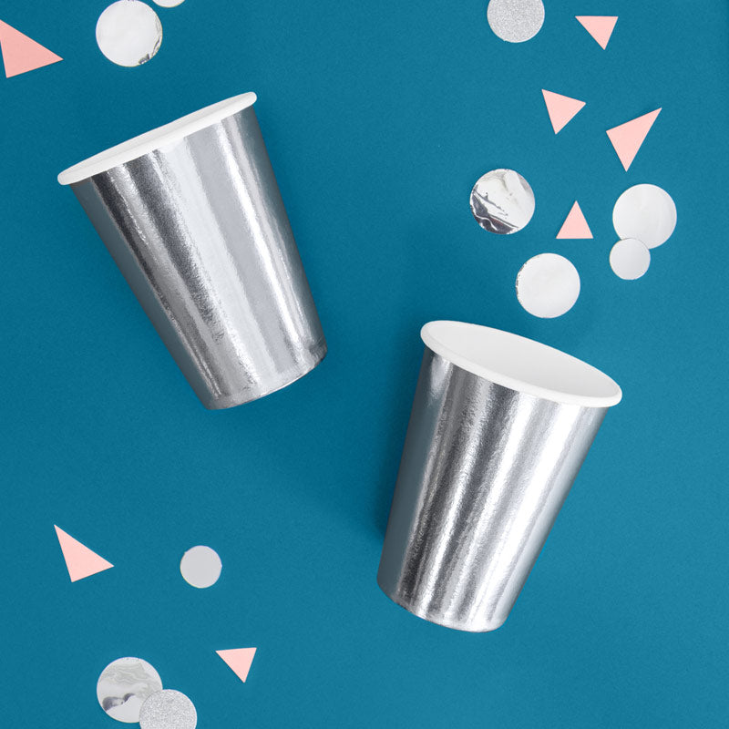 Sølv pap kop, 6 stk.