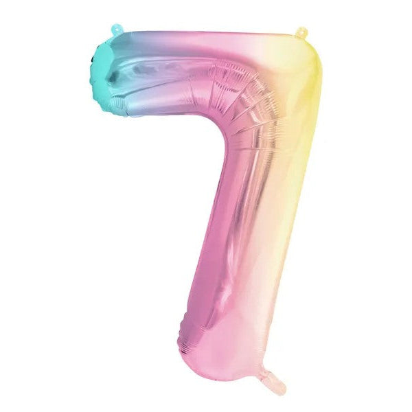 Regnbuefarvet 7-tal, folieballon, 86 cm.