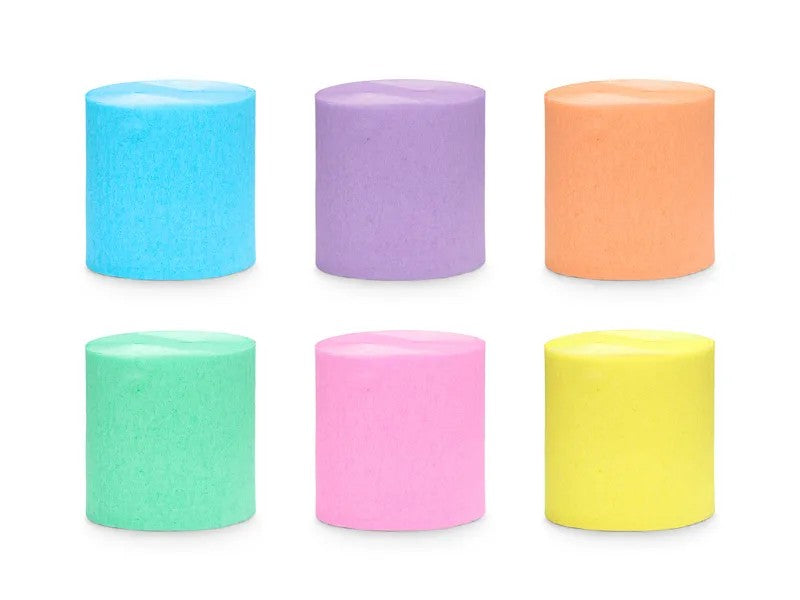 Pastelmix, crepe bånd, 6 ruller