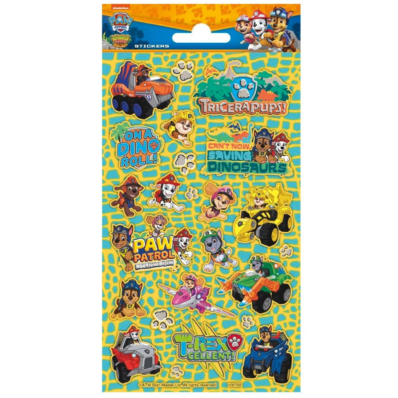 Paw Patrol dino rescue klistermærker, 1 ark.