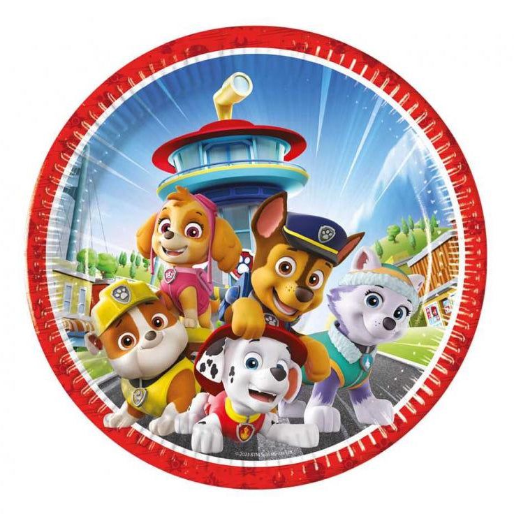 Paw Patrol rescue, paptallerkener, 23 cm, 8 stk.