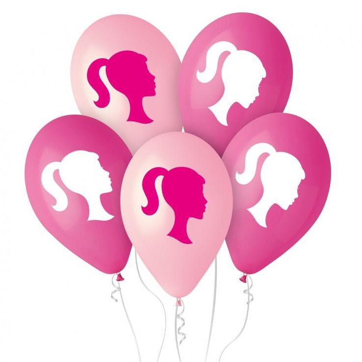 Lyserød pige silhuet, 12", 5 stk.