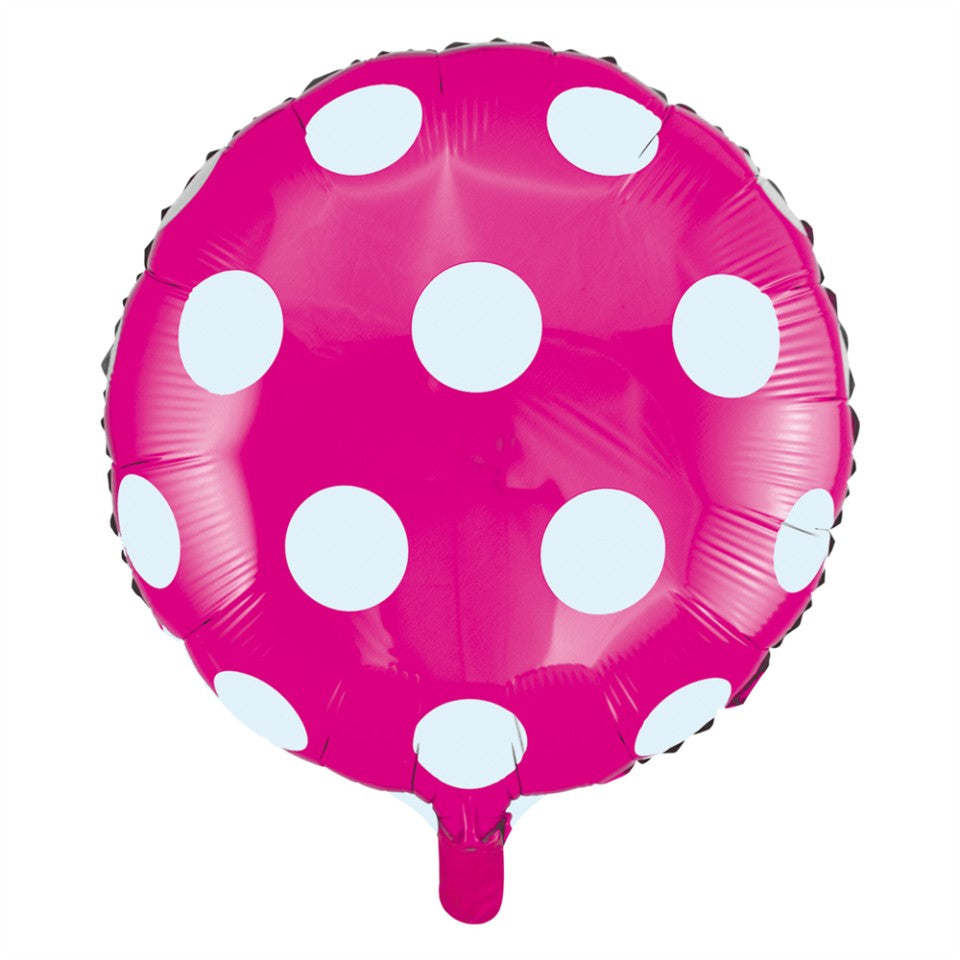 Pink prikket folieballon, 18"