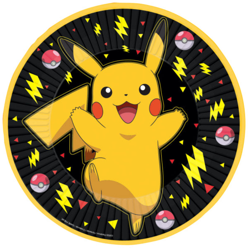 Sort Pokemon paptallerken, 23 cm, 8 stk.