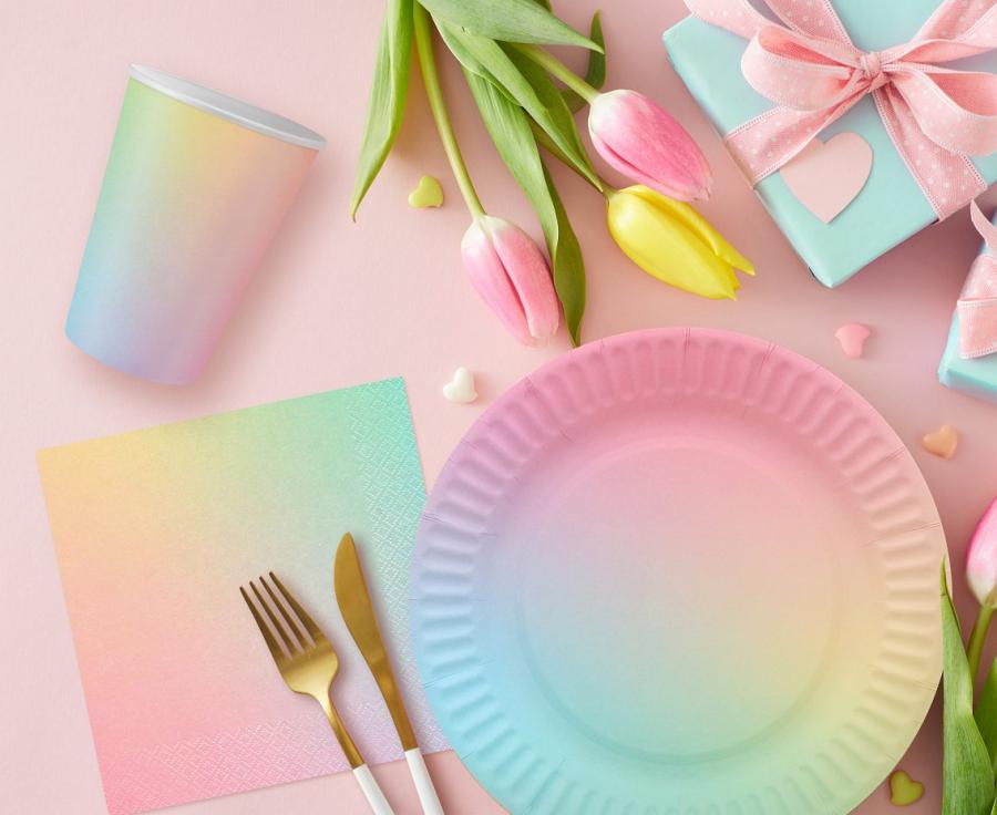 Regnbuefarvet papkopper, 6 stk.