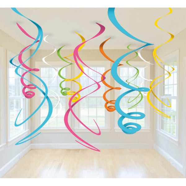 Pastel regnbue spiraler, 12 stk.