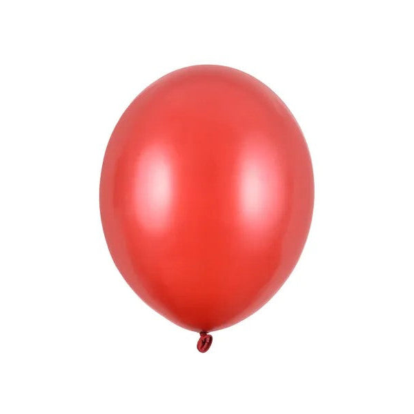 9" metallic rød latexballon, 100 stk.