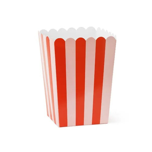 Rød/lyserød stribet snackbæger, 6 stk.