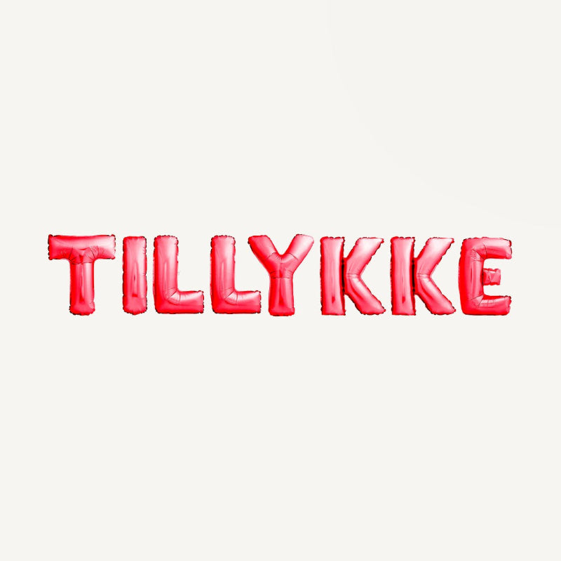 Røde "Tillykke" folieballoner, 1 sæt.