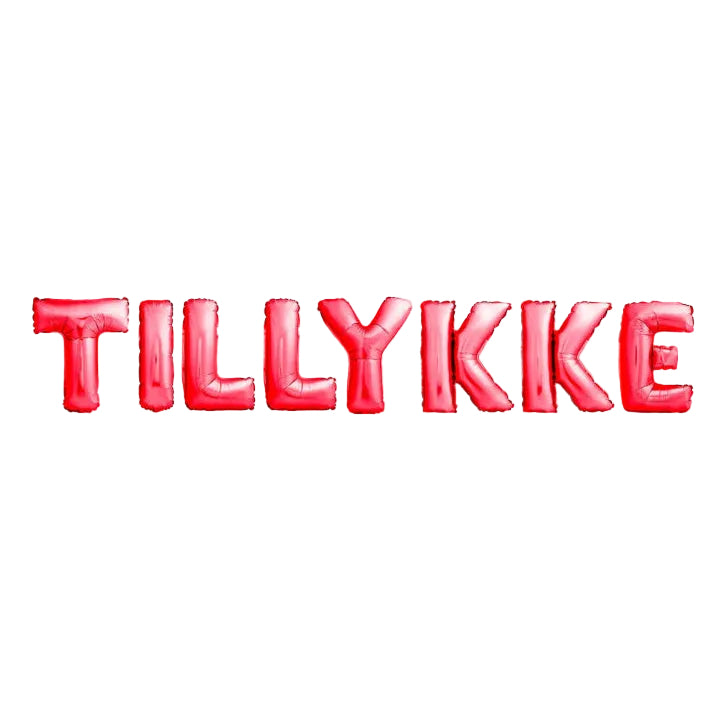 Røde "Tillykke" folieballoner, 1 sæt.