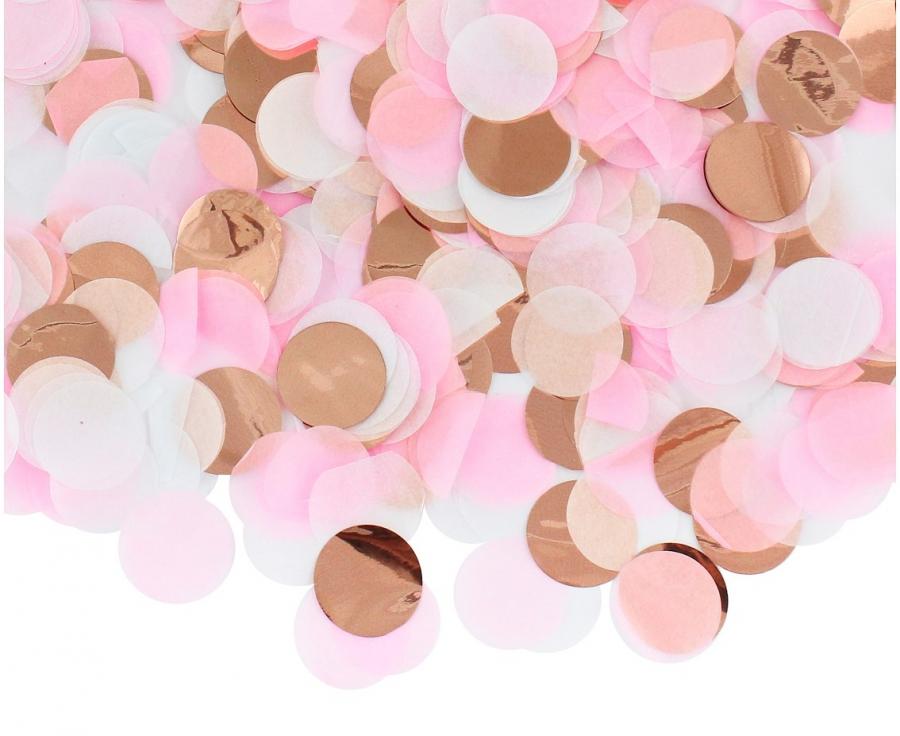 Rose gold mix, rund papirkonfetti, 15 g.