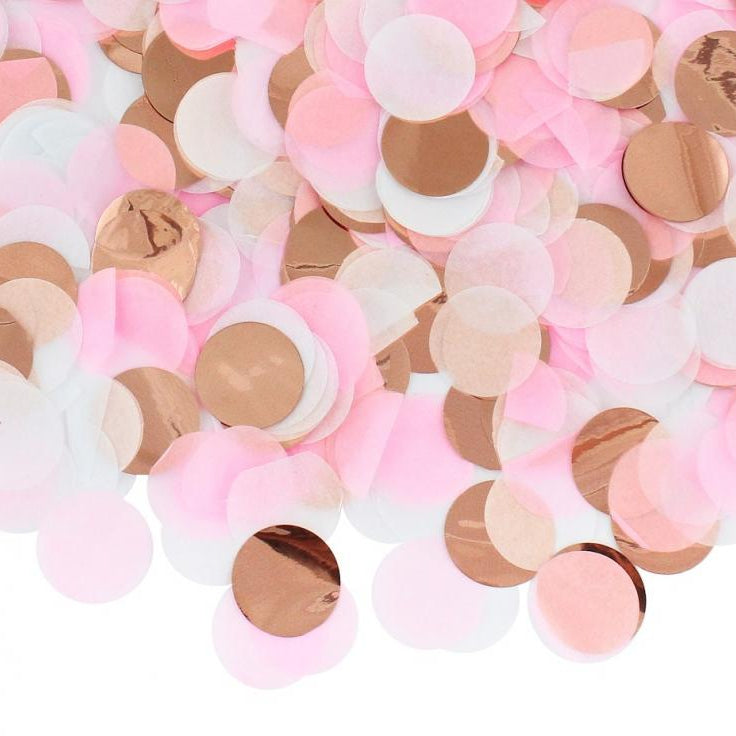 Rose gold mix, rund papirkonfetti, 15 g.
