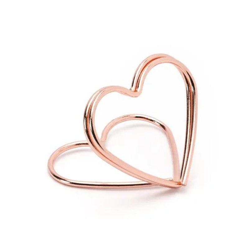Rose gold hjerte bordkort holder, 10 stk.
