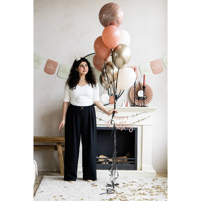 Rose gold fødselsdags ballonmix, 6 stk.