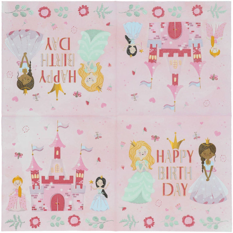 Prinsesse fødselsdagsservietter, 20 stk.