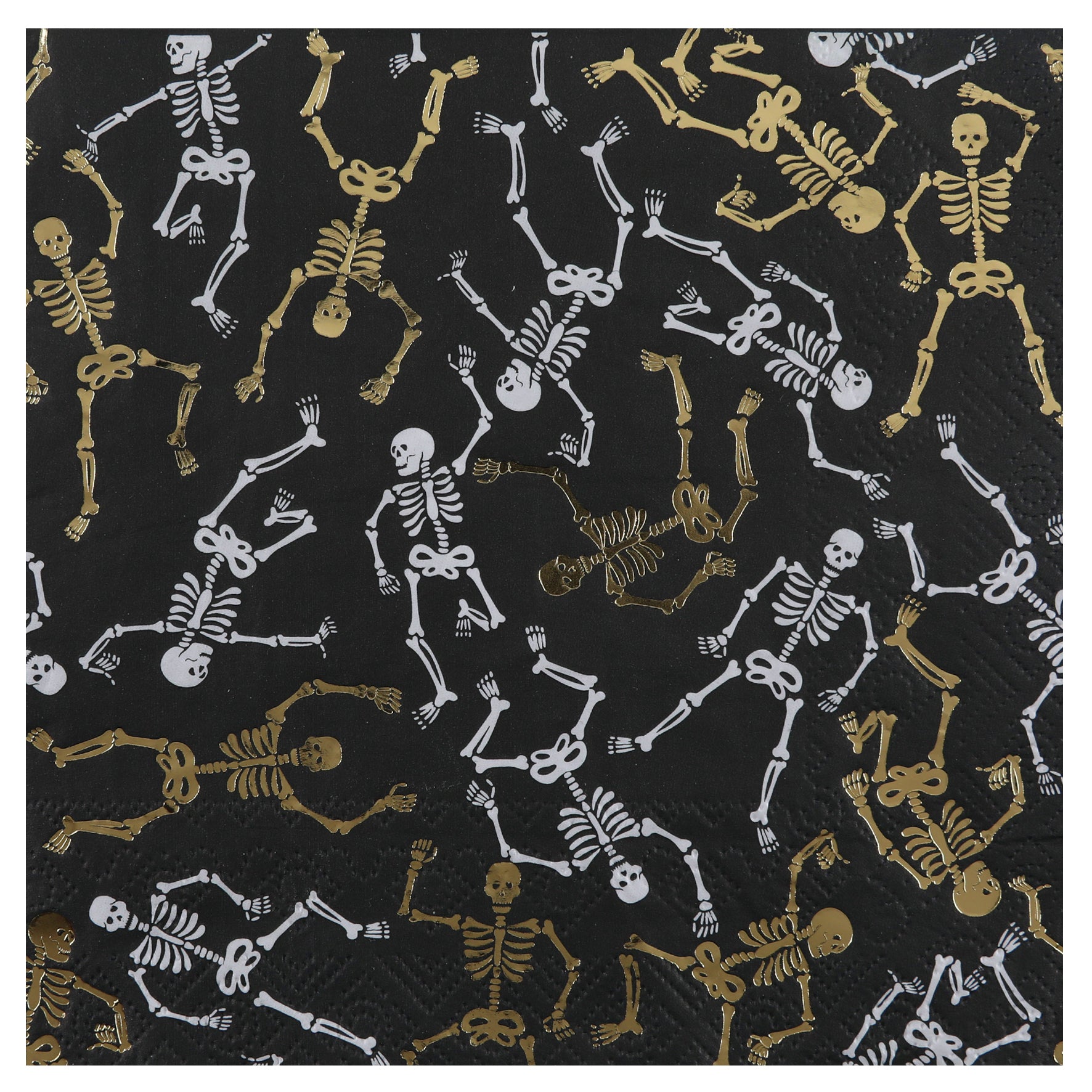 Guld/hvide skelet servietter, 10 stk.