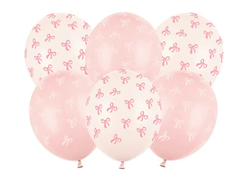 Lyserøde sløjfe balloner, 30 cm, 6 stk.