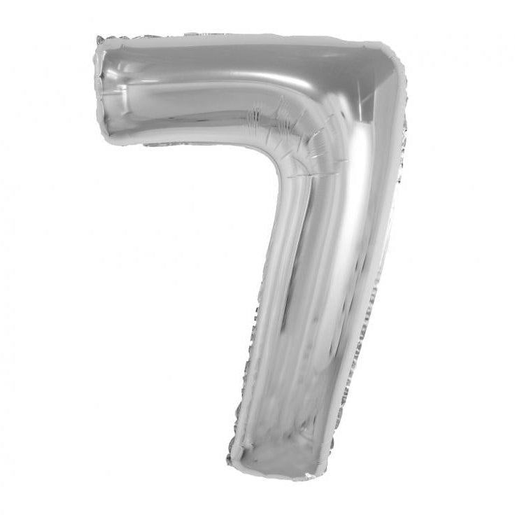 XL Sølv folie tal ballon 7, 92 cm.
