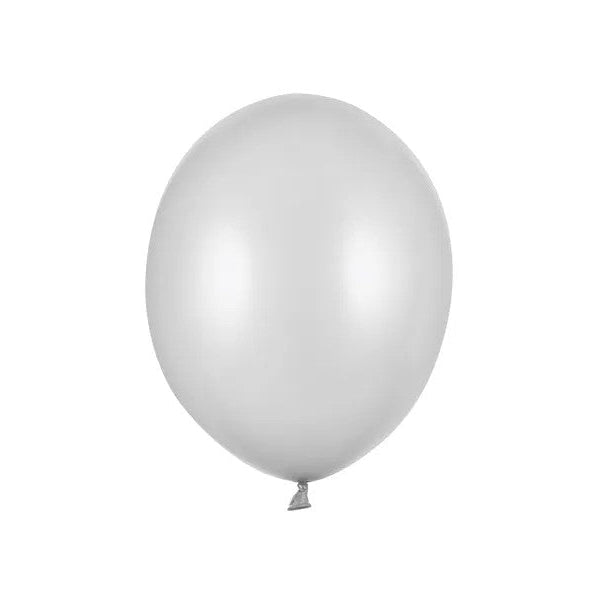 Sølv metallic latexballon, 100 stk, 9"