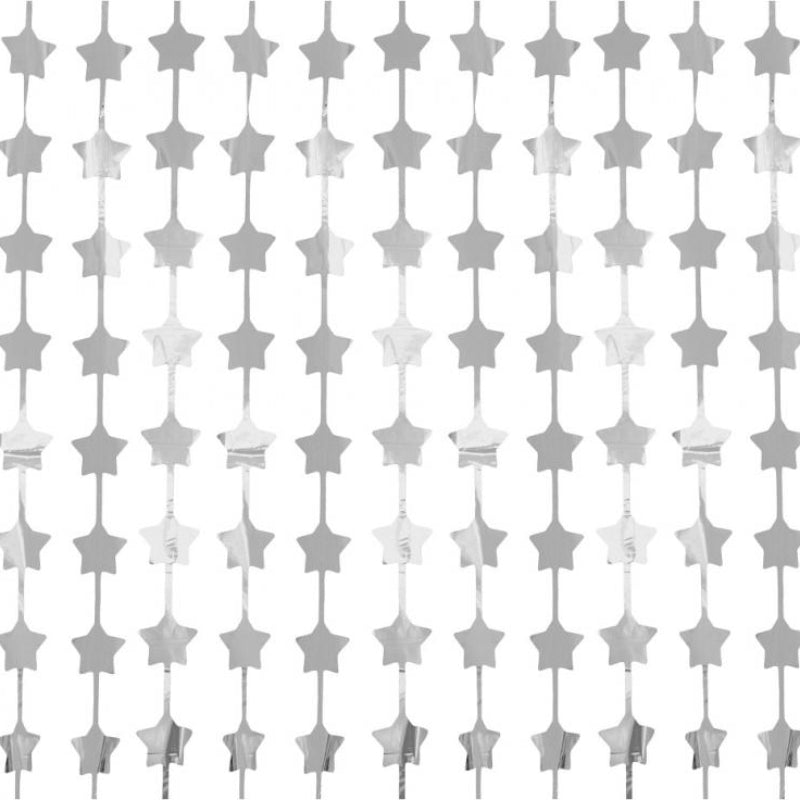 Foliegardin med sølv stjerner, 100x200 cm.