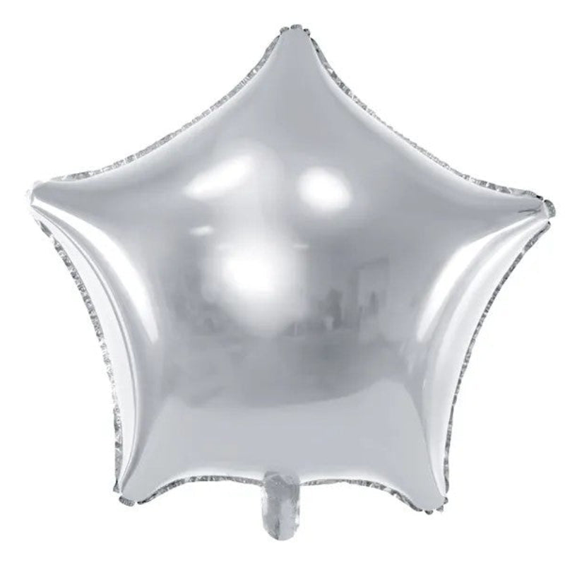Sølv stjerne folieballon, 46 cm.