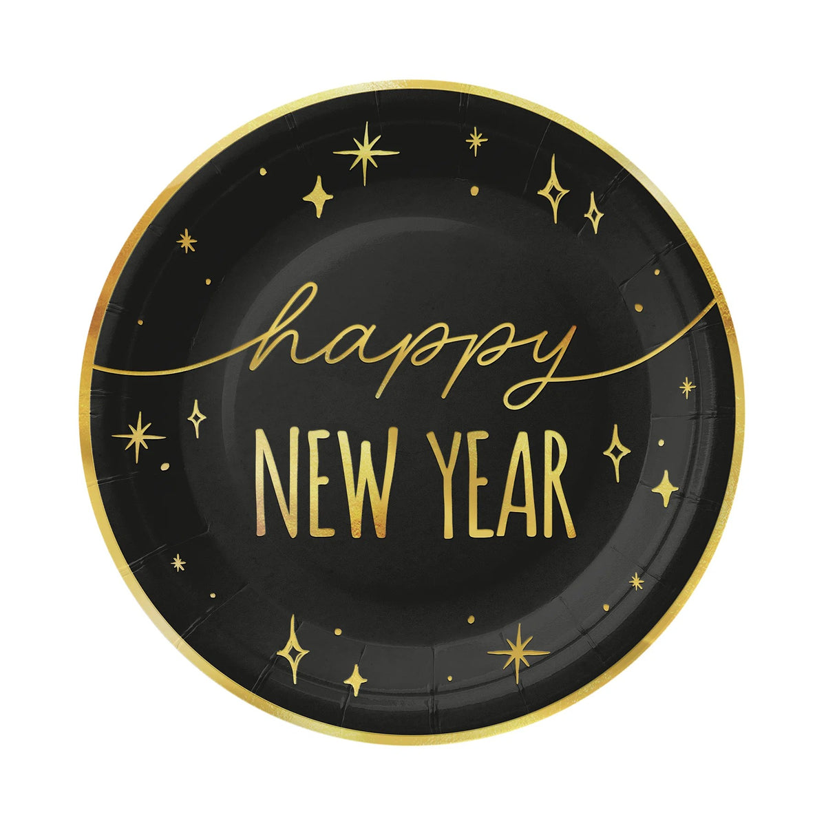 Sorte "Happy new year" pap tallerkener, 6 stk.