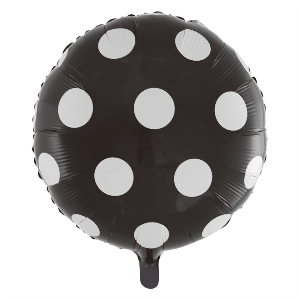 Sort prikket folieballon, 18"