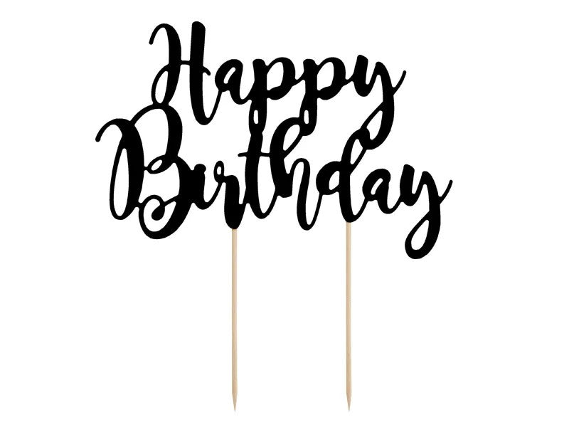Sort "Happy birthday" kagetopper, 1 stk.