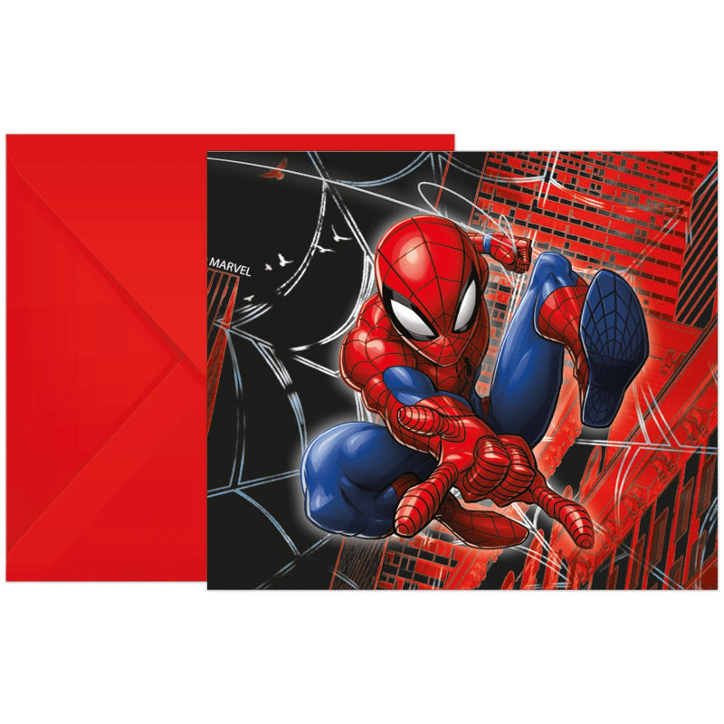 Spiderman world of web invitationer, 6 stk.