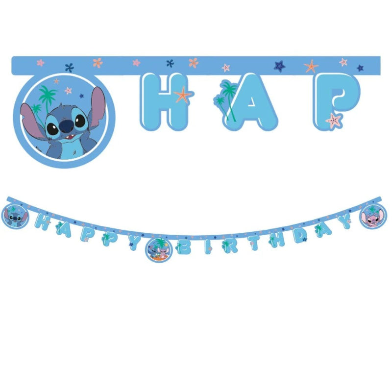 Stitch "Happy birthday" guirlande, 2 m.