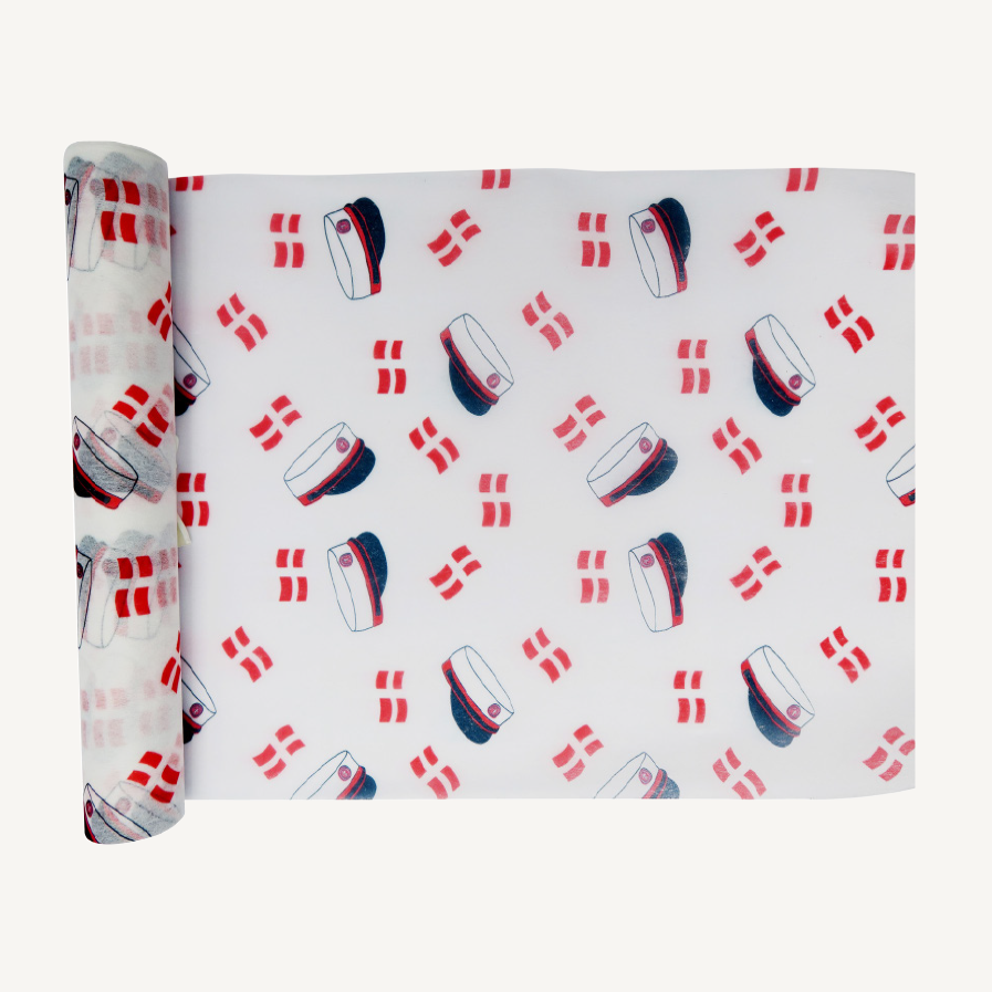 Rød student bordløber, 28 x 400 cm.