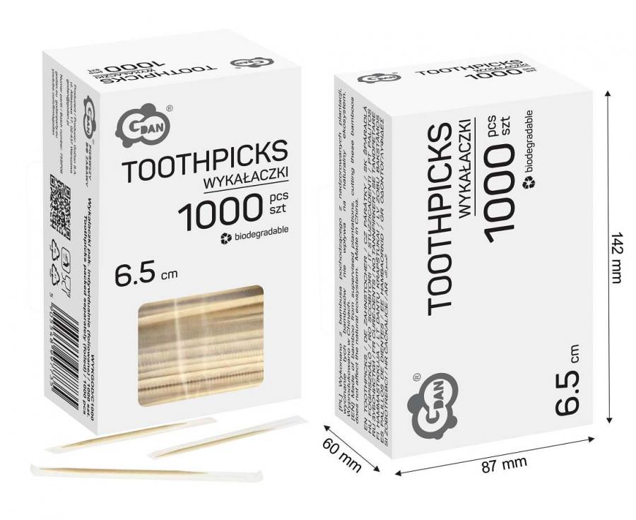 Tandstikker, pakket enkeltvis, 1000 stk.