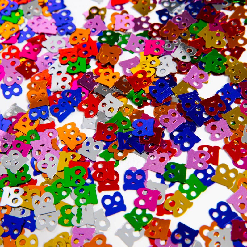 18 års  strø konfetti i multifarver