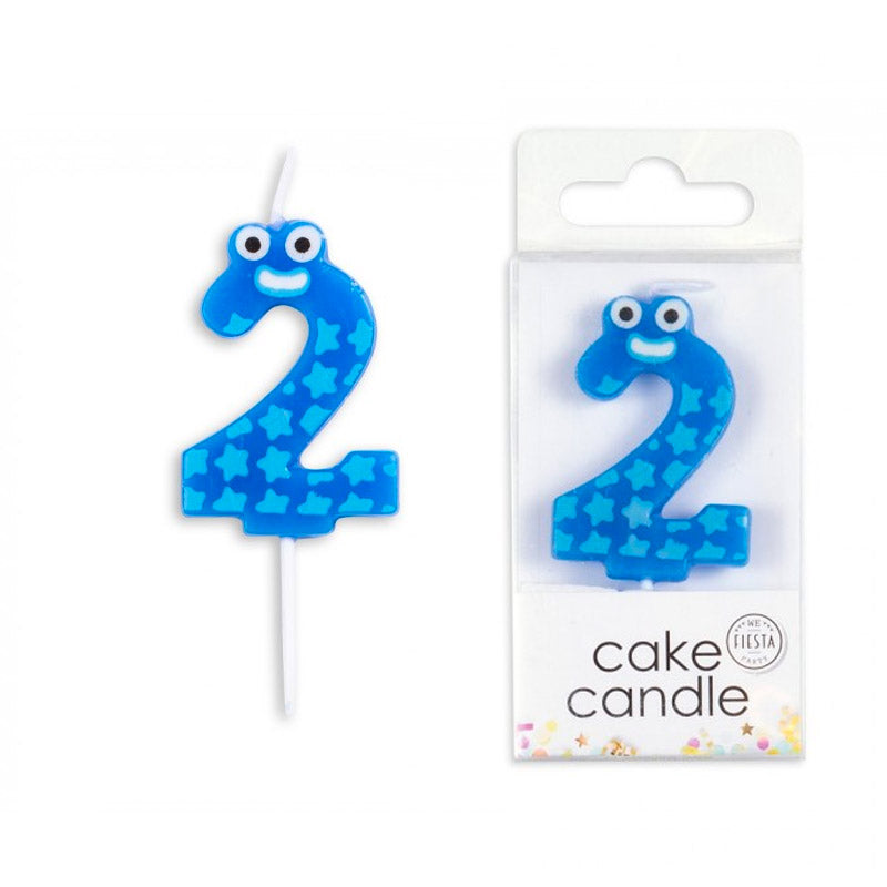 2 års blå funny face kagelys