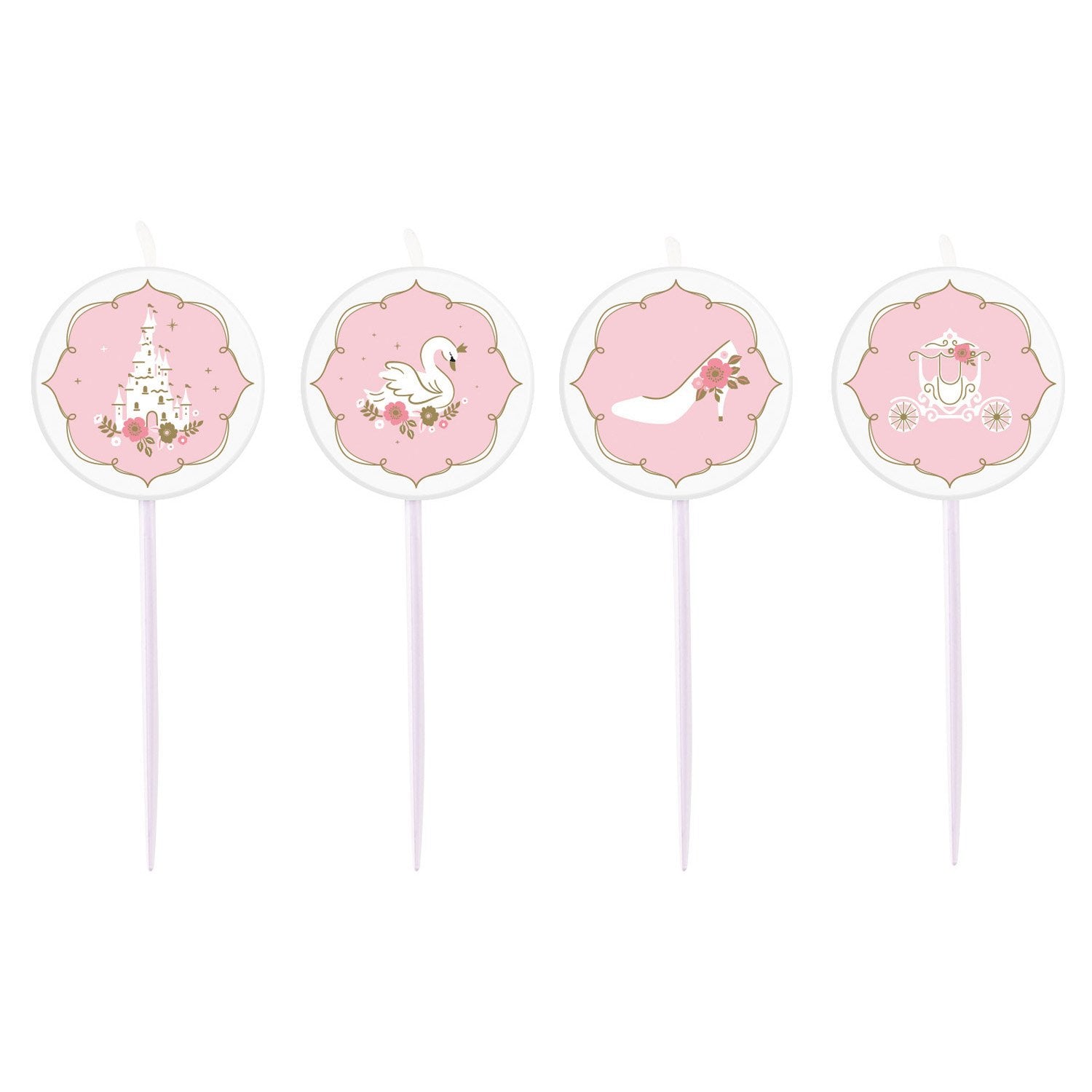 Små Prinsesse Kagelys, 4 stk 7 cm