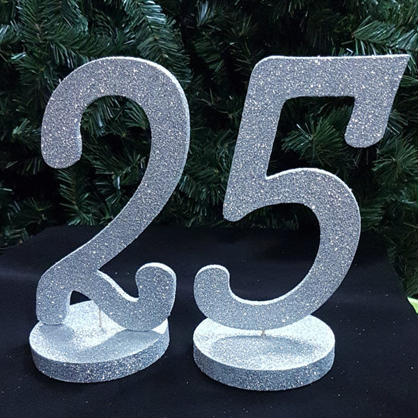 Markerings tal nr. 5 i sølvglitter