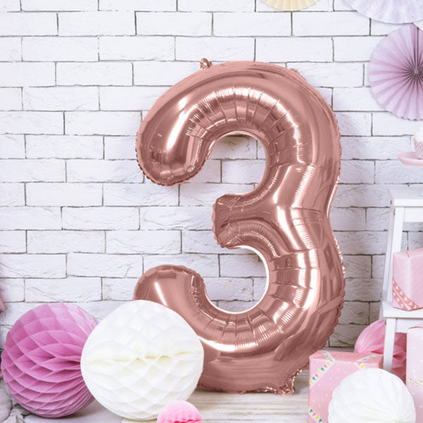 Rose gold folieballon 3 str. er 86 cm