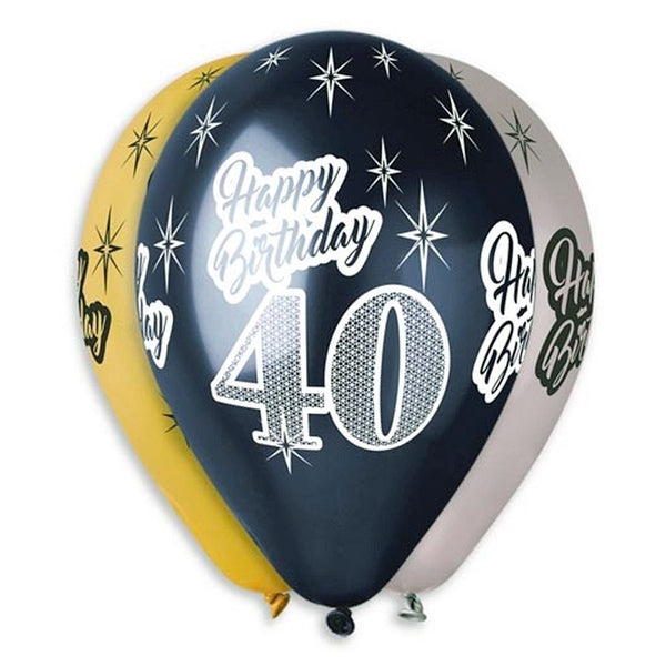 40 års metallic balloner - 6 stk