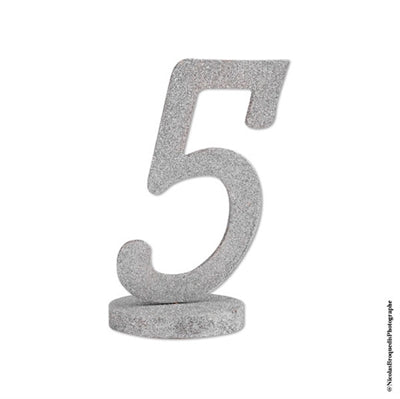 Markerings tal nr. 5 i sølvglitter
