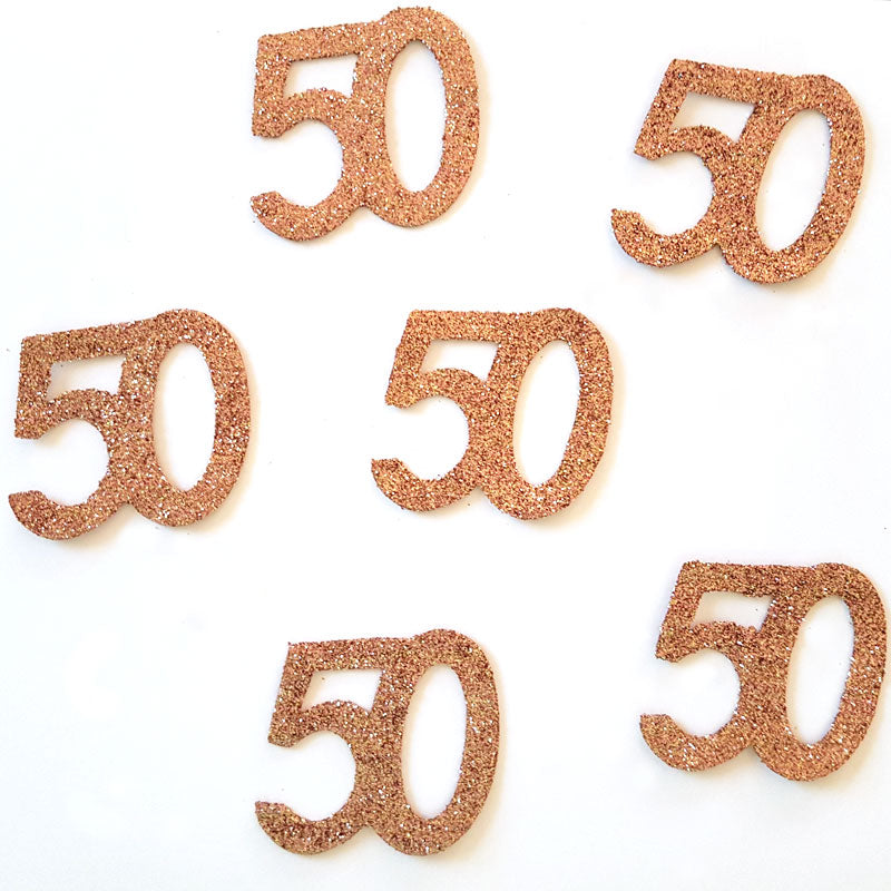 Rose gold 50 års bordpynt, 6 stk.