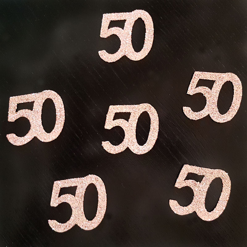 Rose gold 50 års bordpynt, 6 stk.