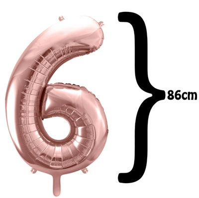 Rose gold folieballon 6 højden er 86 cm