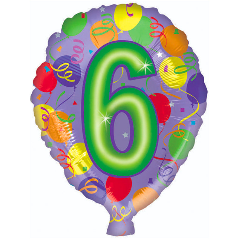 Folie ballon med tallet 6 - Send med Helium